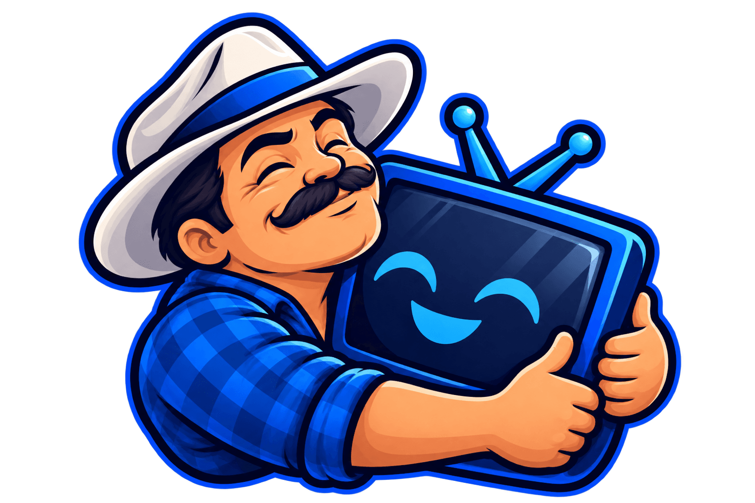 Juanito presenta una televisión con una sonrisa